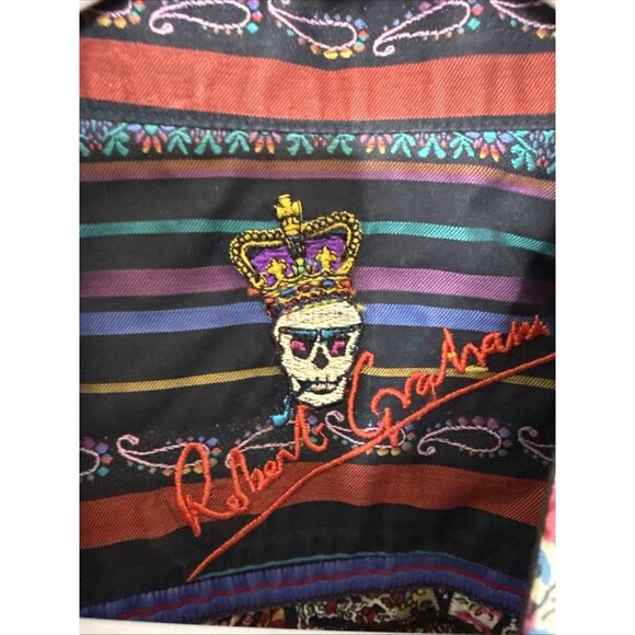 Robert Graham L Long Sleeve Shirt Button Up Paisley Multicolor Skull Crown - Picture 3 of 16